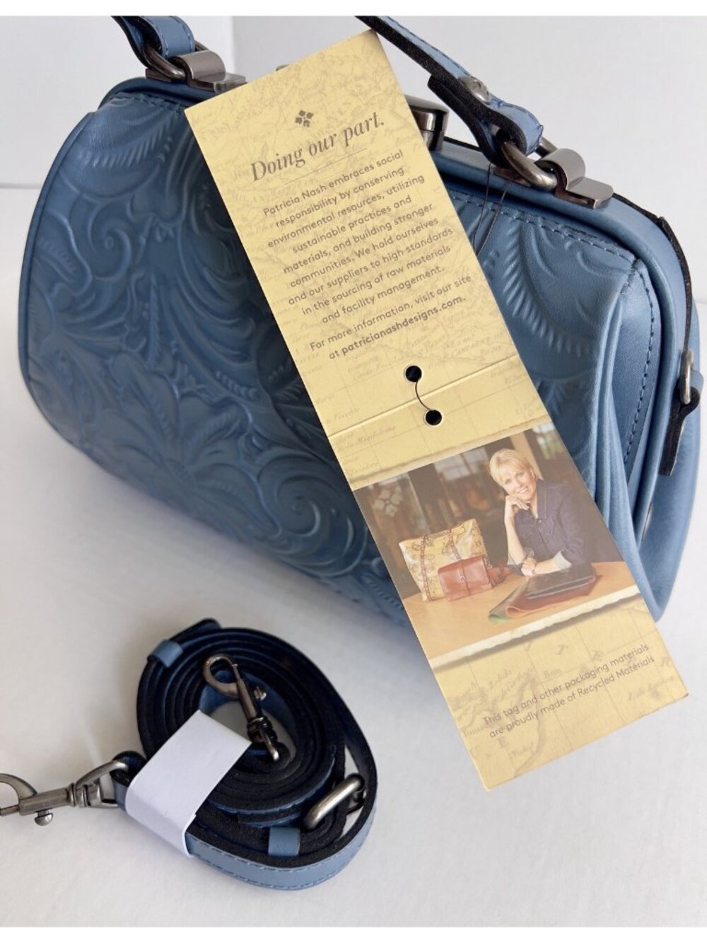 Patricia Nash Gracchi Tooled Leather Satchel & Matching Coin Purse NEW - Picture 11 of 16